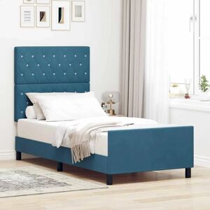 Vidaxl Blue Velvet Bed Frame - Modern Style, Crystal Button Tufting - 100x200cm Vidaxl Blue Velvet Bed Frame - Modern Style, Crystal Button Tufting - 100x200cm