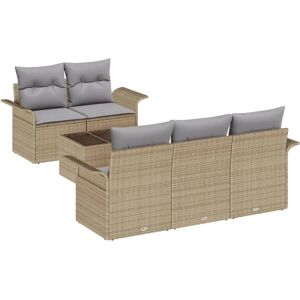 Vigaxl 6-Piece Garden Sofa Set - Beige Rattan Vigaxl 6-Piece Garden Sofa Set - Beige Rattan