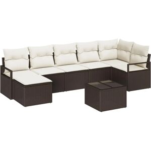 VIDAXL Garden 7-Piece Sofa Set - Brown & White, Indoor/Outdoor VIDAXL Garden 7-Piece Sofa Set - Brown & White, Indoor/Outdoor