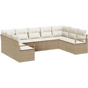 Vidaxl Garden Sofa Set 9 Pieces Beige Wicker Cushions Vidaxl Garden Sofa Set 9 Pieces Beige Wicker Cushions