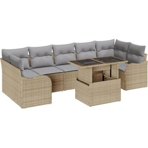 Vidaxl Beige Rattan Garden Sofa Set with Cushions Vidaxl Beige Rattan Garden Sofa Set with Cushions