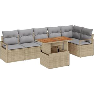 Vidaxl Beige Rattan Garden Sofa Set - Modular, Weatherproof Cushions Vidaxl Beige Rattan Garden Sofa Set - Modular, Weatherproof Cushions