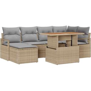 Vidaxl 7-delt Have Sofa Sæt Beige Rattan Vidaxl 7-delt Have Sofa Sæt Beige Rattan
