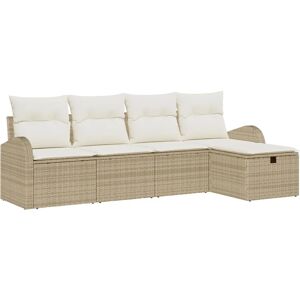 Vidaxl Garden Sofa Set 5-Seater Beige Rattan Cushions Vidaxl Garden Sofa Set 5-Seater Beige Rattan Cushions