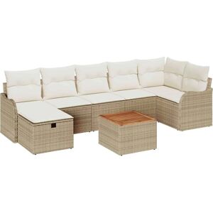 Vidaxl Beige Rattan Hagemøbelsett - 8 Deler med Puter Vidaxl Beige Rattan Hagemøbelsett - 8 Deler med Puter