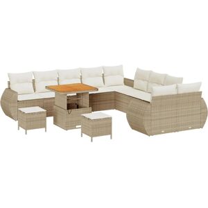 vidaXL Garden Sofa Set - Modular Rattan Beige 13 pcs vidaXL Garden Sofa Set - Modular Rattan Beige 13 pcs