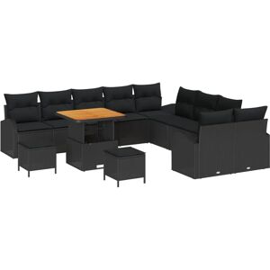 Vidaxl Black Modular Outdoor Sofa Set - 4 Pieces & Coffee Table Vidaxl Black Modular Outdoor Sofa Set - 4 Pieces & Coffee Table