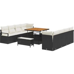 VidaXL 11-Piece Garden Sofa Set - Modern Black & Cream Outdoor Furniture VidaXL 11-Piece Garden Sofa Set - Modern Black & Cream Outdoor Furniture