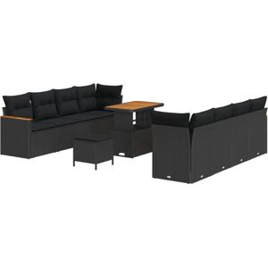 Vidaxl Garden Sofa Set with Cushions - Black Rattan - Modern Design Vidaxl Garden Sofa Set with Cushions - Black Rattan - Modern Design