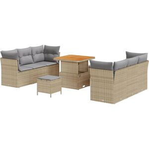 vidaXL Garden Sofa Set - 9 Piece Beige Rattan vidaXL Garden Sofa Set - 9 Piece Beige Rattan