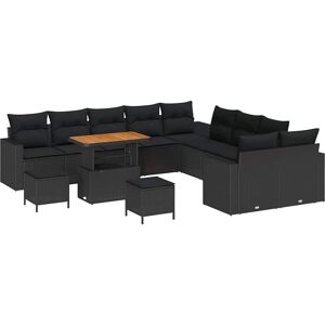 Vidaxl 13-Piece Garden Sofa Set - Modern Black Outdoor Furniture Vidaxl 13-Piece Garden Sofa Set - Modern Black Outdoor Furniture