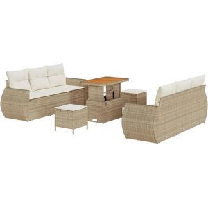 Vidaxl Beige Modular Garden Sofa Set - Outdoor Rattan & Polyester Vidaxl Beige Modular Garden Sofa Set - Outdoor Rattan & Polyester