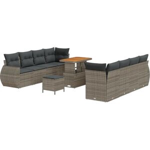 Vidaxl Garden Sofa Set Gray Synthetic Rattan Acacia - Garden Sofa Vidaxl Garden Sofa Set Gray Synthetic Rattan Acacia - Garden Sofa