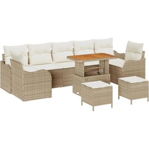 Vidaxl Beige 10-Piece Outdoor Sectional Sofa Set - Garden Furniture Vidaxl Beige 10-Piece Outdoor Sectional Sofa Set - Garden Furniture