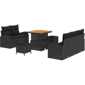 vidaXL Garden Sofa Set 8-Piece Black Rattan vidaXL Garden Sofa Set 8-Piece Black Rattan