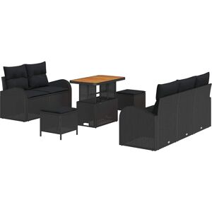 VidaXL 8-Piece Garden Sofa Set - Black Contemporary Outdoor Furniture VidaXL 8-Piece Garden Sofa Set - Black Contemporary Outdoor Furniture