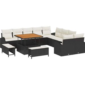 Vidaxl 13-Piece Garden Sofa Set Black Rattan Steel Vidaxl 13-Piece Garden Sofa Set Black Rattan Steel
