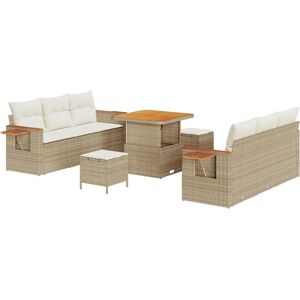 Vidaxl Garden Sofa Set - Modular Beige Rattan - Seats 5 Vidaxl Garden Sofa Set - Modular Beige Rattan - Seats 5