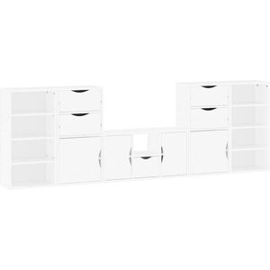 Vidaxl White Pine Wood TV Set - Modular Storage Furniture Vidaxl White Pine Wood TV Set - Modular Storage Furniture