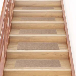vidaXL Model 76 x 20 cm Light Brown Self-Adhesive Stair Mats - Stair Mats vidaXL Model 76 x 20 cm Light Brown Self-Adhesive Stair Mats - Stair Mats