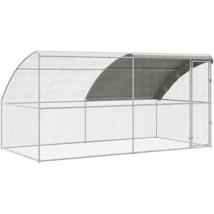 VidaXL Silver Steel Chicken Coop - 400x200x198.5 cm - Chicken Coop VidaXL Silver Steel Chicken Coop - 400x200x198.5 cm - Chicken Coop