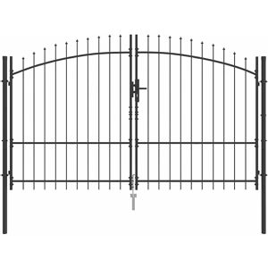 vidaXL - Portón de Jardín con Punta de Lanza Doble Basculante Gris 175x300 cm Acero vidaXL - Portón de Jardín con Punta de Lanza Doble Basculante Gris 175x300 cm Acero