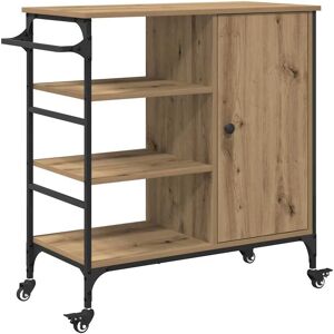 vidaXL Kitchen Trolley Artisan Oak 87.5x38.5x84.5 Cm Engineered Wood - Kitchen Trolley vidaXL Kitchen Trolley Artisan Oak 87.5x38.5x84.5 Cm Engineered Wood - Kitchen Trolley
