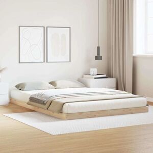 Vidaxl Beige Pine Wood Minimalist Bed Frame - Bed Vidaxl Beige Pine Wood Minimalist Bed Frame - Bed
