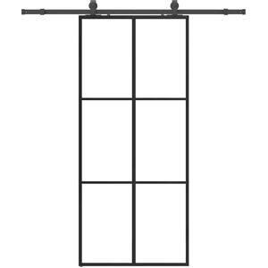 Vidaxl Sort ESG Glas Skydedør Sæt 90x205 Cm med Pulverlakeret Stål Hardware Vidaxl Sort ESG Glas Skydedør Sæt 90x205 Cm med Pulverlakeret Stål Hardware