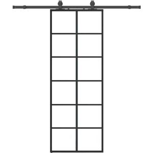 VIDAXL Black Modern Sliding Door 76x205 Cm VIDAXL Black Modern Sliding Door 76x205 Cm