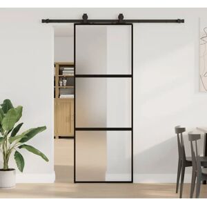 vidaXL Black Tempered Glass Sliding Door 76x205cm - Interior vidaXL Black Tempered Glass Sliding Door 76x205cm - Interior