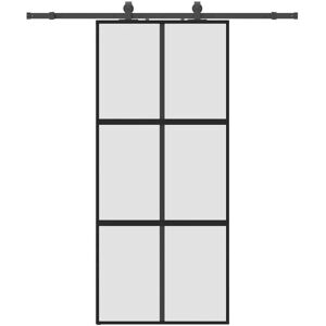 vidaXL Sliding Door with Hardware Set Black - 90x205 cm - Sliding Door vidaXL Sliding Door with Hardware Set Black - 90x205 cm - Sliding Door