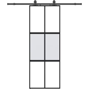 vidaXL Sliding Door with Hardware Set Black 76x205 cm Tempered Glass vidaXL Sliding Door with Hardware Set Black 76x205 cm Tempered Glass