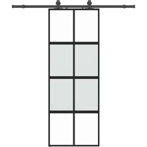 vidaXL Sliding Door with Hardware Set Black - Sliding Door vidaXL Sliding Door with Hardware Set Black - Sliding Door