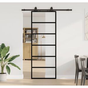 Vidaxl Black Esg Glass Sliding Door Set 76x205 Cm - Sliding Door Set Vidaxl Black Esg Glass Sliding Door Set 76x205 Cm - Sliding Door Set