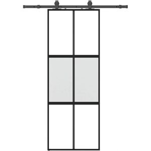 Vidaxl Black Matt Tempered Glass Sliding Door Set 76x205 Cm - Sliding Door Set Vidaxl Black Matt Tempered Glass Sliding Door Set 76x205 Cm - Sliding Door Set
