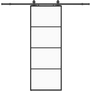 Vidaxl Black Esg Glass Sliding Door Set - 76x205 Cm Vidaxl Black Esg Glass Sliding Door Set - 76x205 Cm