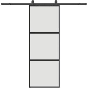 Vidaxl Black Matt Tempered Glass Sliding Door - Sliding Door Vidaxl Black Matt Tempered Glass Sliding Door - Sliding Door