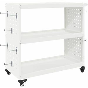 vidaXL Tool Trolley White - Steel - 75x35x73 cm - Tool Trolley vidaXL Tool Trolley White - Steel - 75x35x73 cm - Tool Trolley