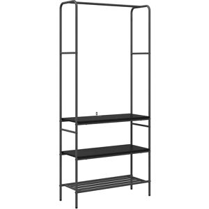 vidaXL Clothes Rack with Shelves Black Oak - Clothes Rack vidaXL Clothes Rack with Shelves Black Oak - Clothes Rack