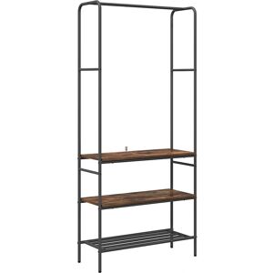 vidaXL Clothes rack with shelves smoked oak 77 x 30 x 171 cm Brown - Clothes rack vidaXL Clothes rack with shelves smoked oak 77 x 30 x 171 cm Brown - Clothes rack