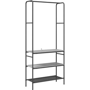 vidaXL Clothes Rack with Shelves Grey Sonoma - Clothes Rack vidaXL Clothes Rack with Shelves Grey Sonoma - Clothes Rack