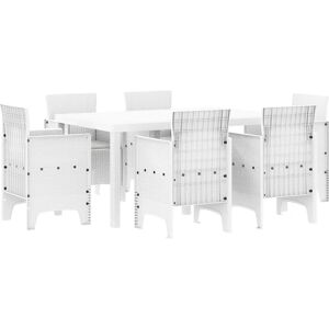 VIDAXL Garden Dining Set 7 Pieces White Rattan VIDAXL Garden Dining Set 7 Pieces White Rattan