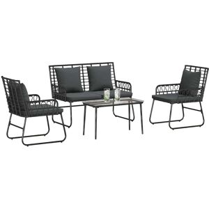 Vidaxl Modern Black Wicker Garden Furniture Set - Garden Furniture Set Vidaxl Modern Black Wicker Garden Furniture Set - Garden Furniture Set