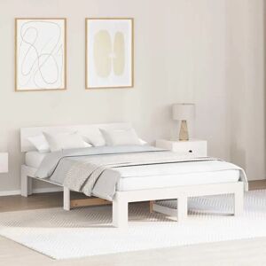 VidaXL White Bed Frame Pine Wood 140x190 cm - Bed Frame VidaXL White Bed Frame Pine Wood 140x190 cm - Bed Frame