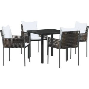 vidaXL Garden Dining Set with Cushions - Rattan & Steel vidaXL Garden Dining Set with Cushions - Rattan & Steel