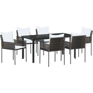 vidaXL Garden Dining Set - 7 Piece Brown Rattan & Cushions vidaXL Garden Dining Set - 7 Piece Brown Rattan & Cushions