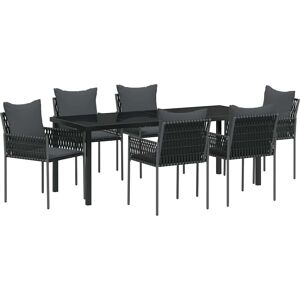 Generic - 7pc PolyRattan Garden Set - Black - Outdoor Set Generic - 7pc PolyRattan Garden Set - Black - Outdoor Set