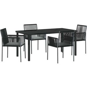 Vidaxl Garden Dining Set - 5 Piece, Black, Poly Rattan Vidaxl Garden Dining Set - 5 Piece, Black, Poly Rattan