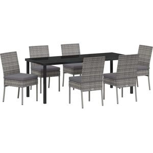Generic - 7-Piece Grey Poly Rattan - Grey - Poly Rattan - Garden Set Generic - 7-Piece Grey Poly Rattan - Grey - Poly Rattan - Garden Set